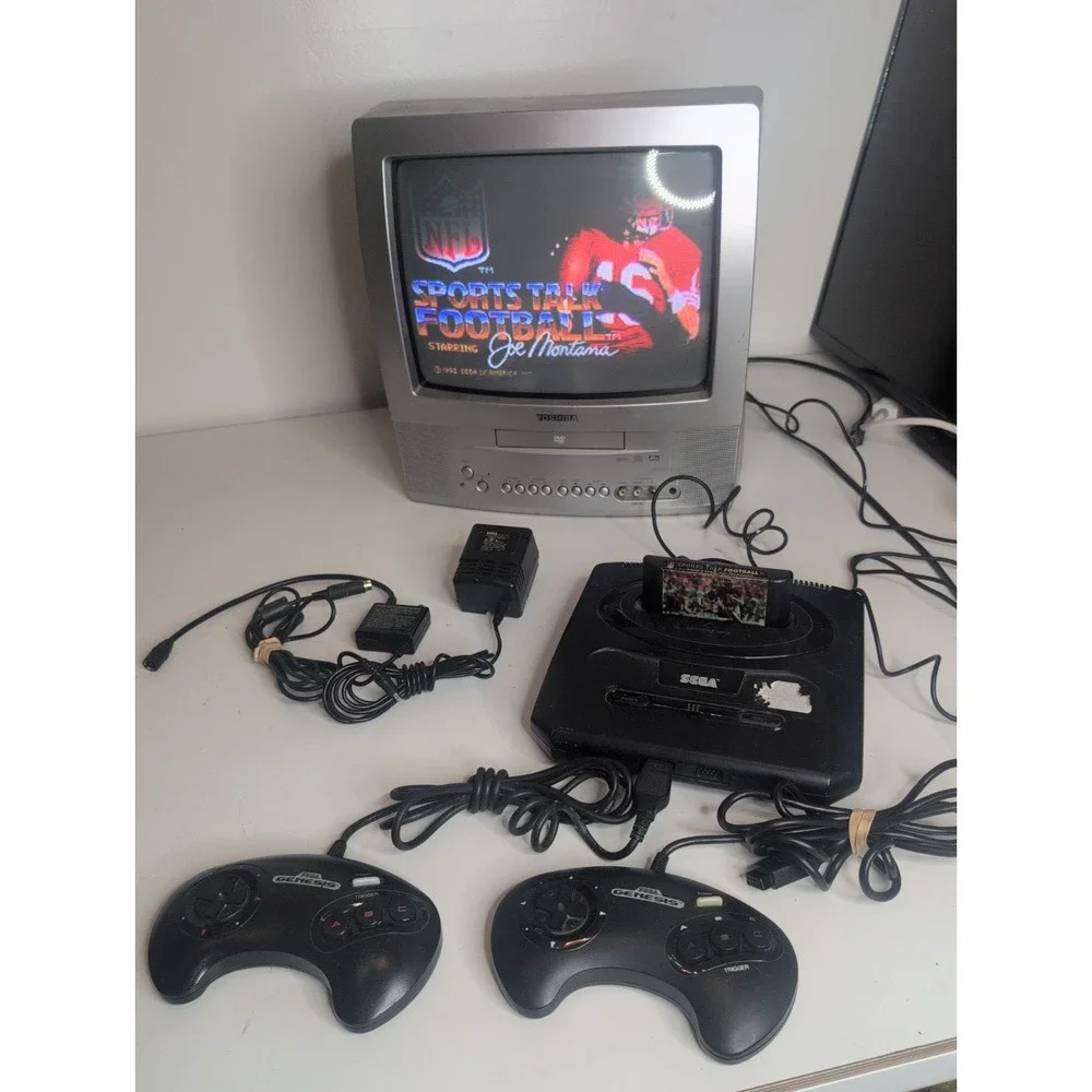 SEGA Genesis Model 2 Fully Tested W/ 2 Controllers, Game Power Cord Wires